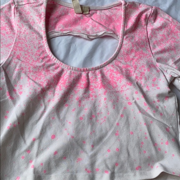 2/$30 LF Pink and White Heart Cut Out Crop Top - Picture 3 of 5